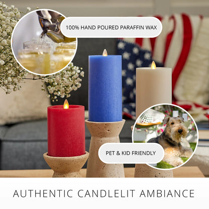 Set of 3 Red, White & Blue Flameless Candle Pillars