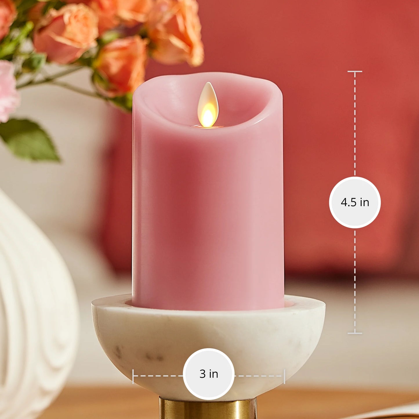 Blooming Mauve Scallop Flameless Candle Pillar