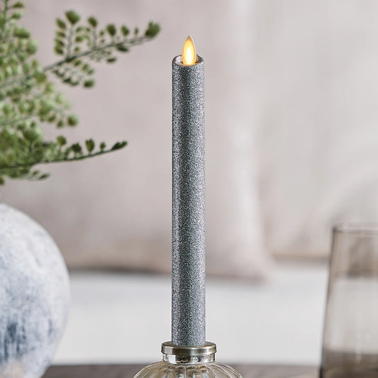 Brilliant Silver Glitter Flameless Candle Taper