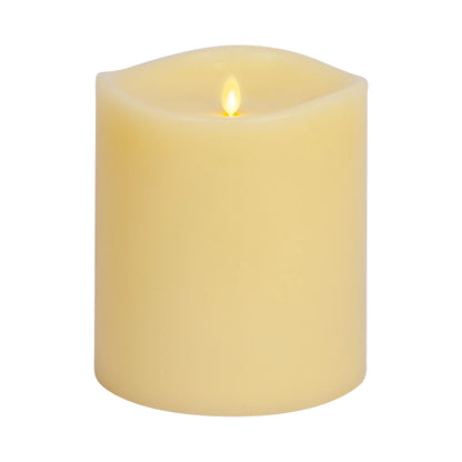 Ivory Flameless Candle Grand Pillar - Melted Top - 6.25" Width