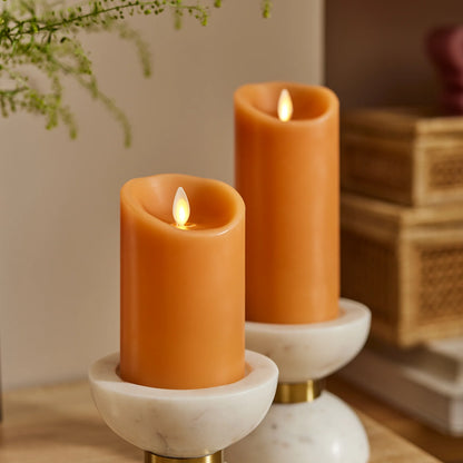 Sunlit Honey Scallop Flameless Candle Pillar