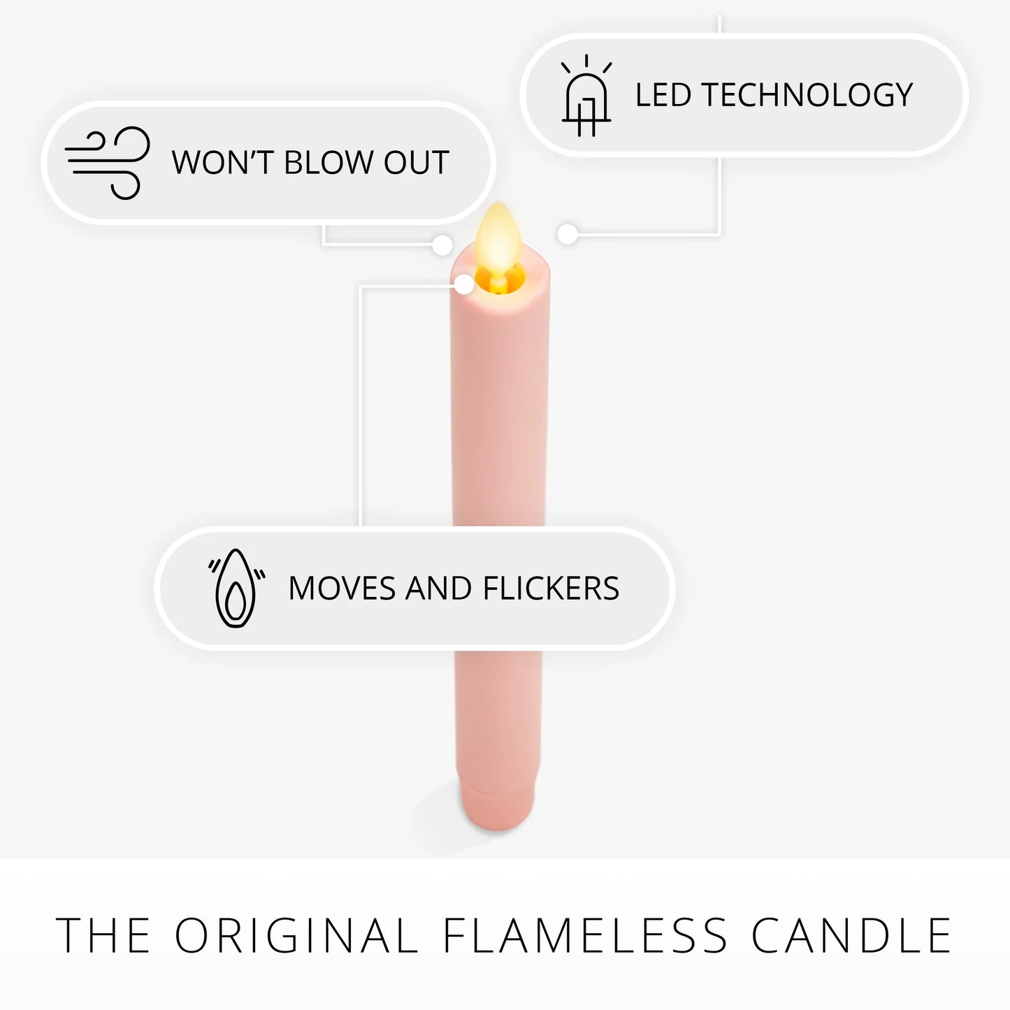 Crystal Rose Flameless Candle Taper
