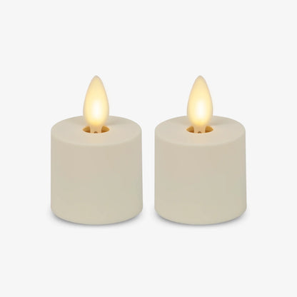 Set of 2 Pearl Ivory Flameless Candle Tealights - Extended Battery Life