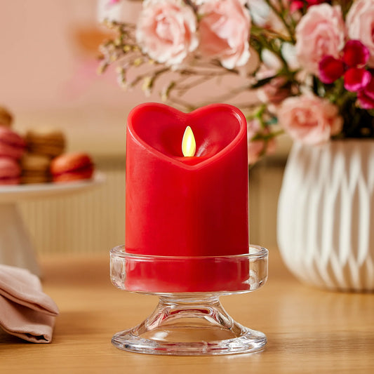 True Red Flameless Candle Heart Pillar