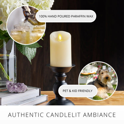 Ivory Flameless Candle Pillar - Scallop Top - 3" Width