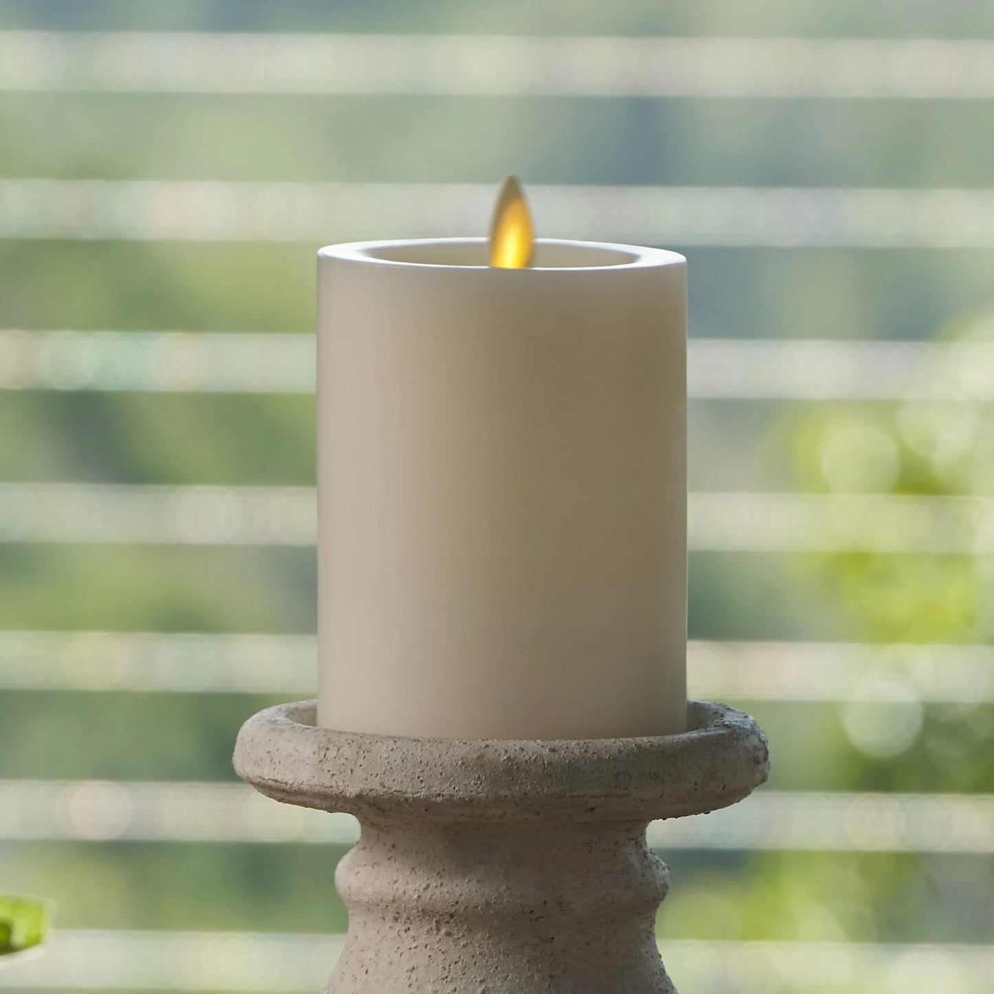Pearl Ivory Flameless Candle Pillar - Recessed Top