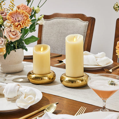 Ivory Flameless Candle Pillar - Scallop Top - 3" Width