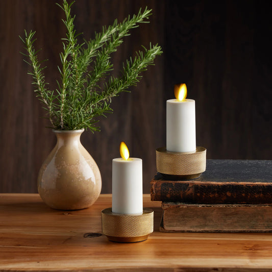 Pearl Ivory Flameless Candle Votive - Flat Top - Set of 2