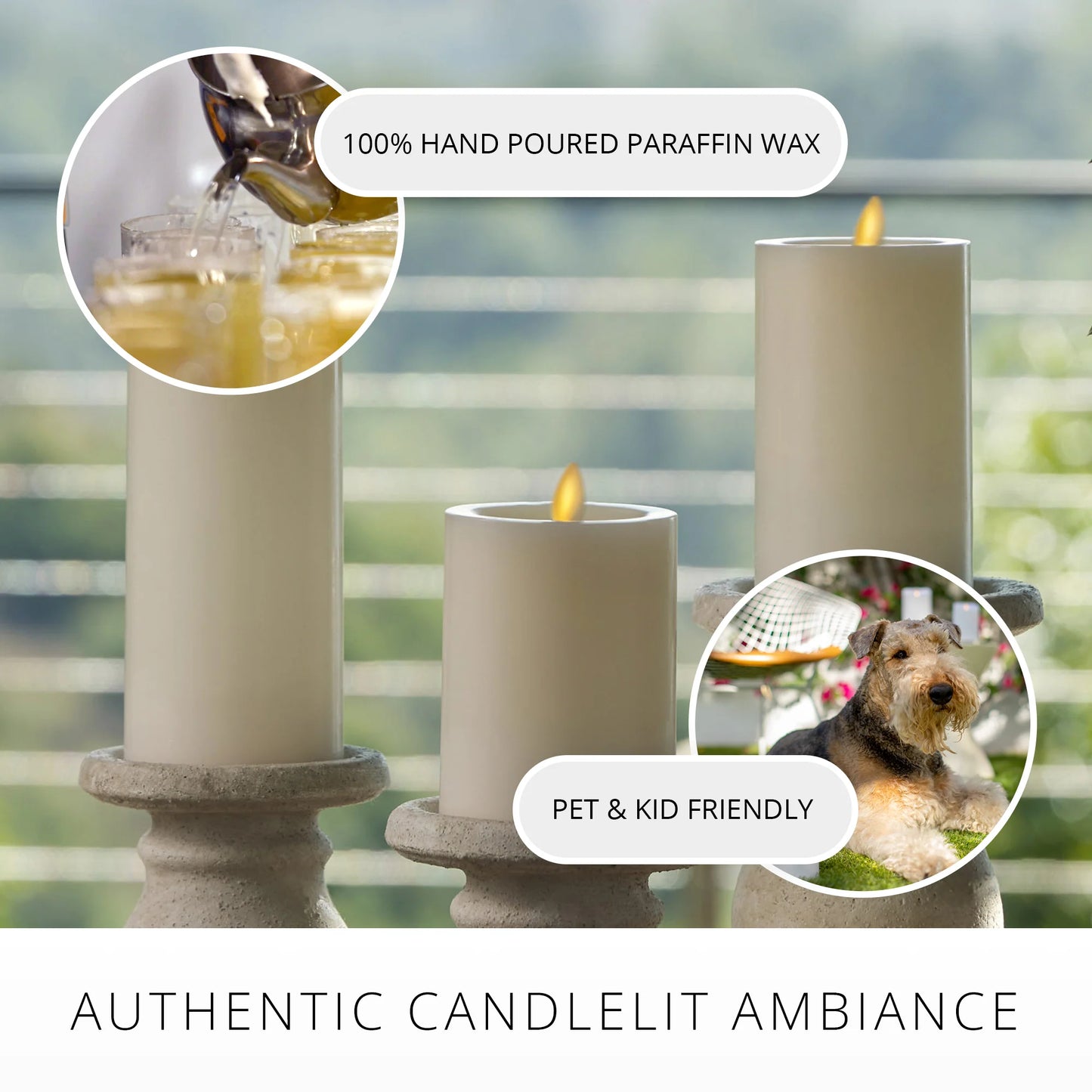 Pearl Ivory Flameless Candle Pillar - Recessed Top