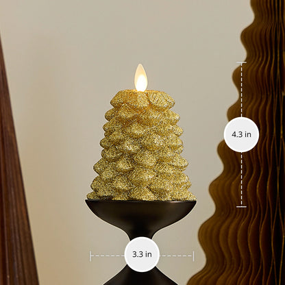 Rich Gold Glitter Flameless Candle North Tree