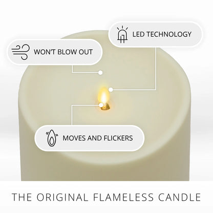 Pearl Ivory Outdoor Flameless Candle Grand Pillar with Remote - Melted Top