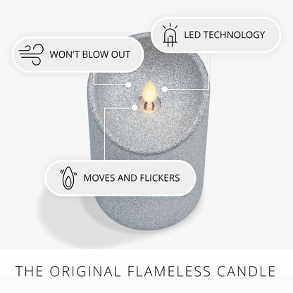 Brilliant Silver Glitter Flameless Candle Pillars