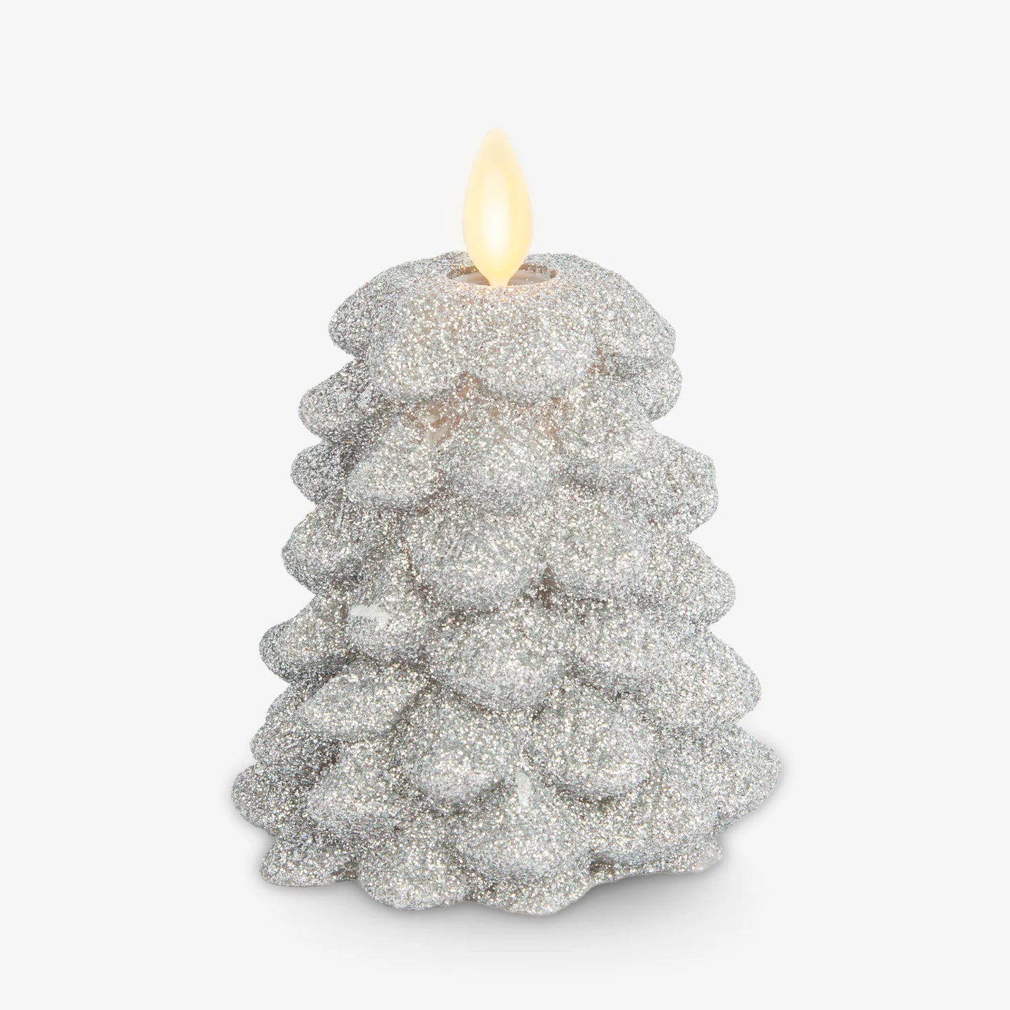 Brilliant Silver Glitter Flameless Candle North Tree