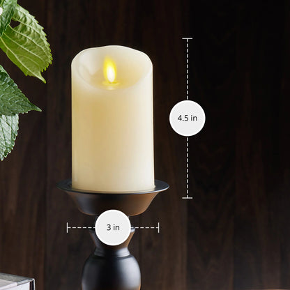 Ivory Flameless Candle Pillar - Scallop Top - 3" Width