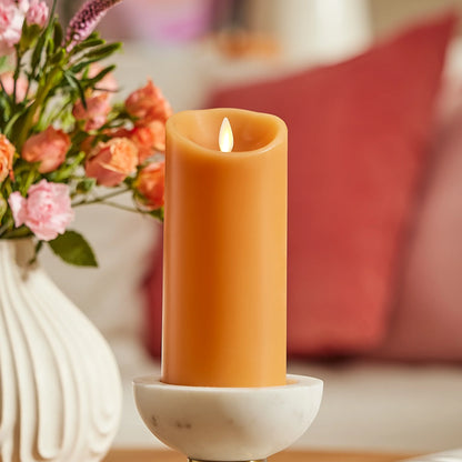 Sunlit Honey Scallop Flameless Candle Pillar