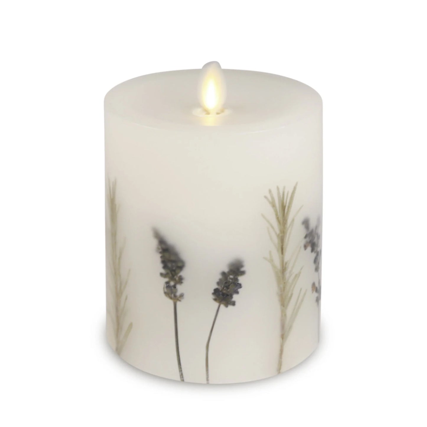 Flameless Embedded Lavender & Rosemary Candle Pillar - Recessed Top