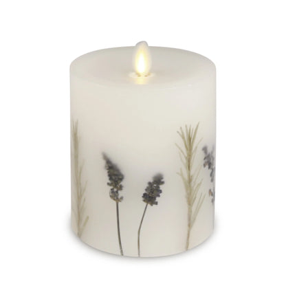 Flameless Embedded Lavender & Rosemary Candle Pillar - Recessed Top
