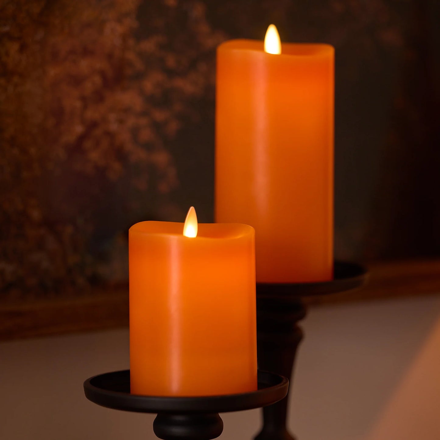 Russet Orange Flameless Candle Pillar