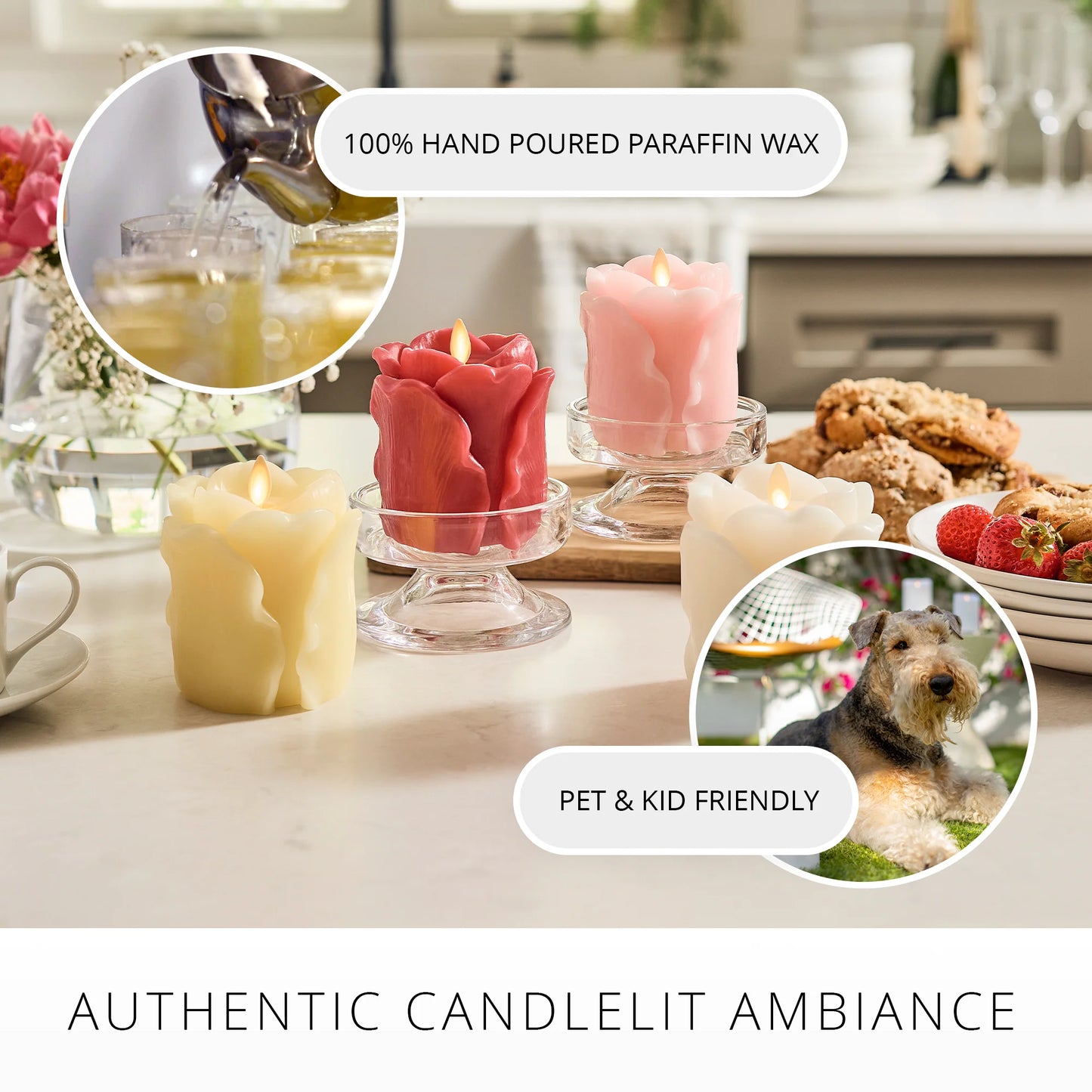 Crystal Rose Flameless Candle Rose Bud