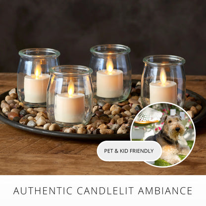 Pearl Ivory Flameless Candle Tealights - Flat Top - Set of 4