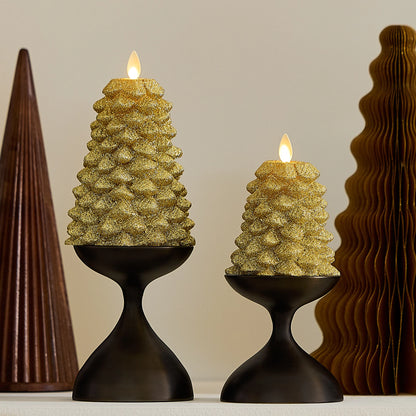 Rich Gold Glitter Flameless Candle North Tree