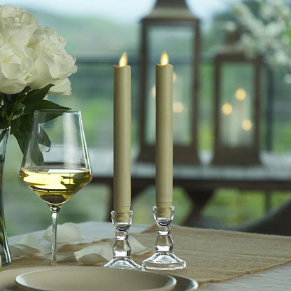 Ivory Flameless Candle Tapers - Melted Top - 9.5" Height - Set of 2