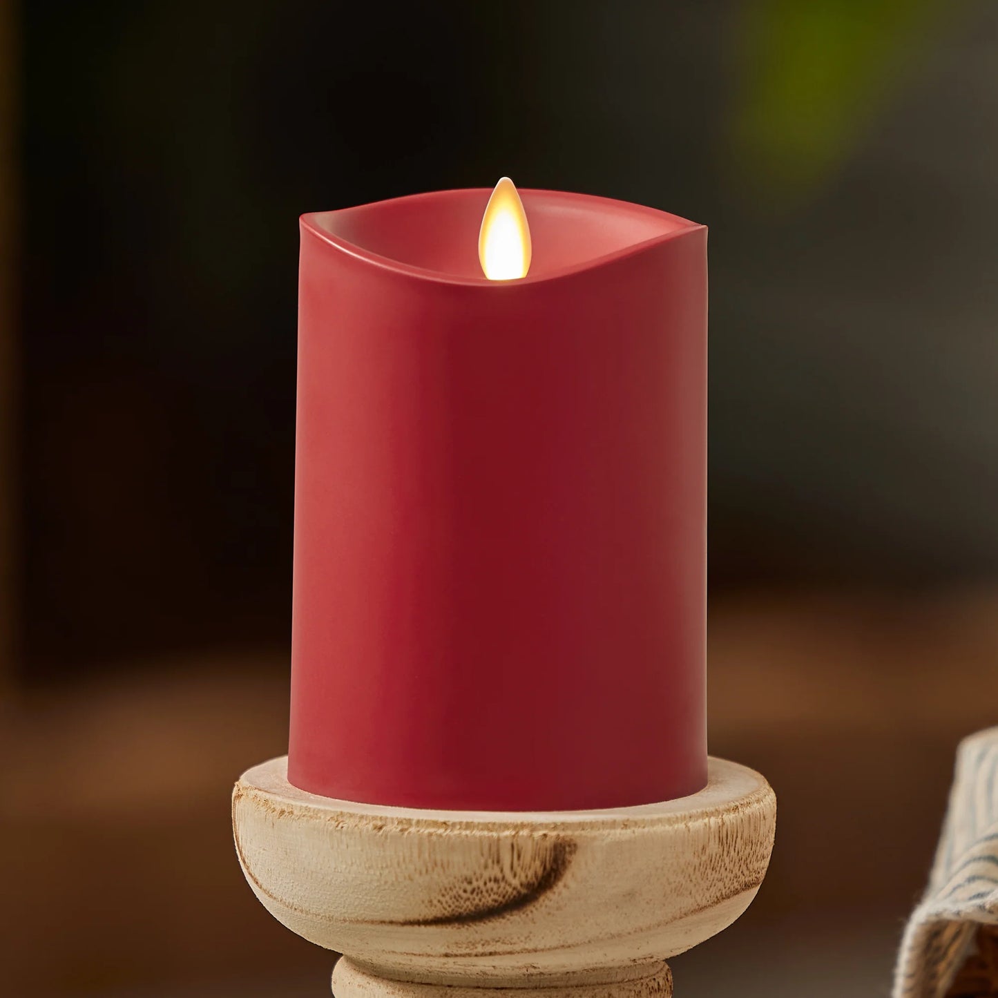 Cherry Red Outdoor Flameless Candle Pillar