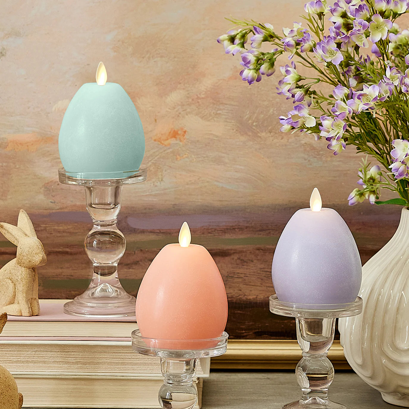 Chalky Mellow Peach Flameless Candle Easter Egg