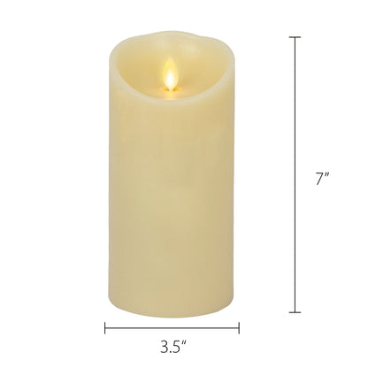 Ivory Flameless Candle Pillar - Scallop Top Vanilla Scented - 3.5” Width