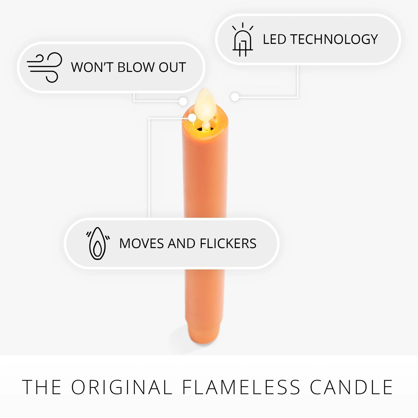 Russet Orange Flameless Candle Taper