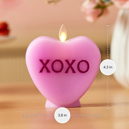 Pastel Orchid Flameless Candle Candy Heart "XOXO"