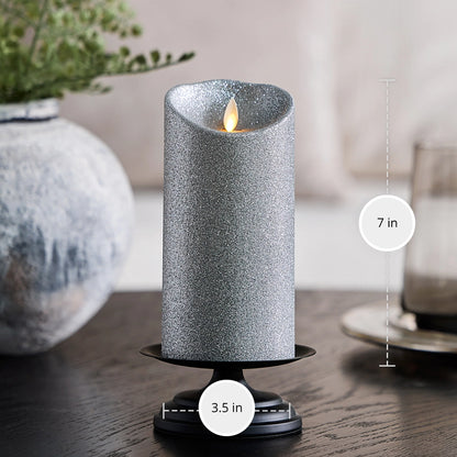 Brilliant Silver Glitter Flameless Candle Pillars
