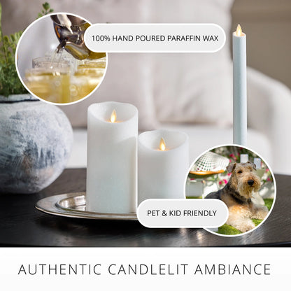 Dazzling White Glitter Flameless Candle Pillars