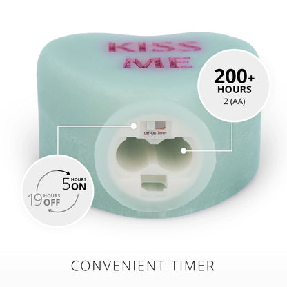 Fresh Mint Flameless Candle Candy Heart "KISS ME"