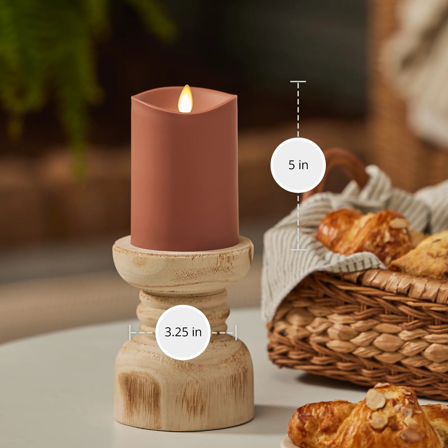 Baked Clay Outdoor Flameless Candle Pillar