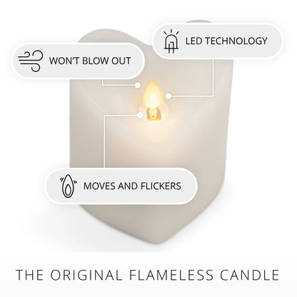 White Flameless Candle Heart Pillar