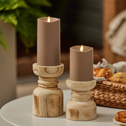 Timeless Taupe Outdoor Flameless Candle Pillar
