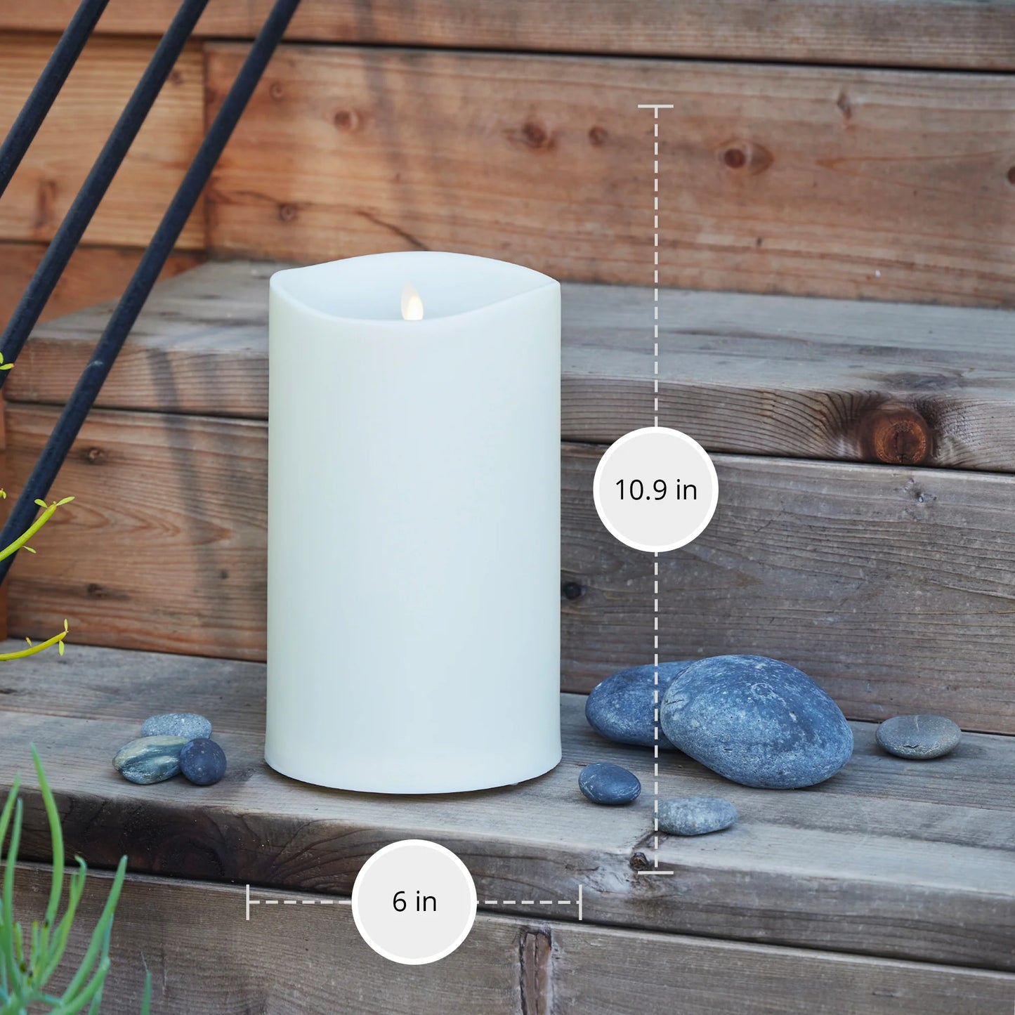 Pearl Ivory Outdoor Flameless Candle Grand Pillar with Remote - Melted Top