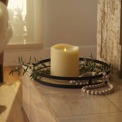 Ivory Flameless Candle Grand Pillar - Melted Top - 6.25" Width
