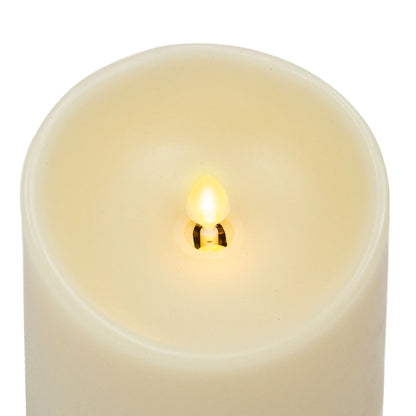 Ivory Flameless Candle Pillar - Scallop Top Vanilla Scented - 3.5” Width