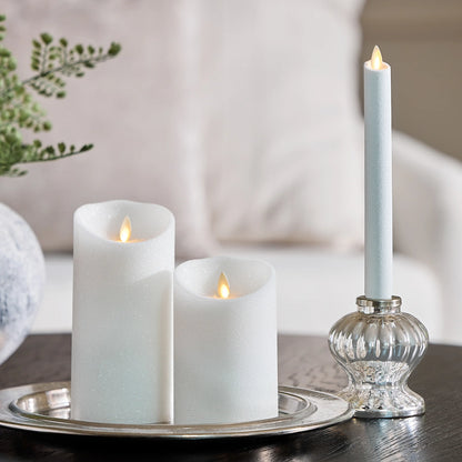 Dazzling White Glitter Flameless Candle Taper
