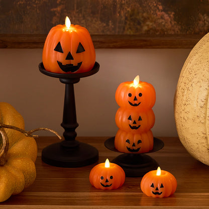 Russet Orange Flameless Candle Stacked Jack-o-lanterns