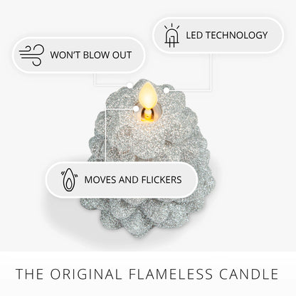 Brilliant Silver Glitter Flameless Candle North Tree