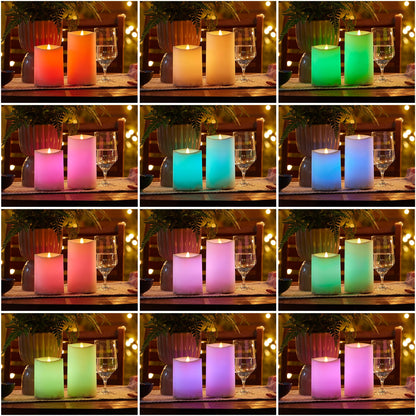 Outdoor Color Changing Flameless Candle Pillar with Remote - Melted Top - 3.75" Width
