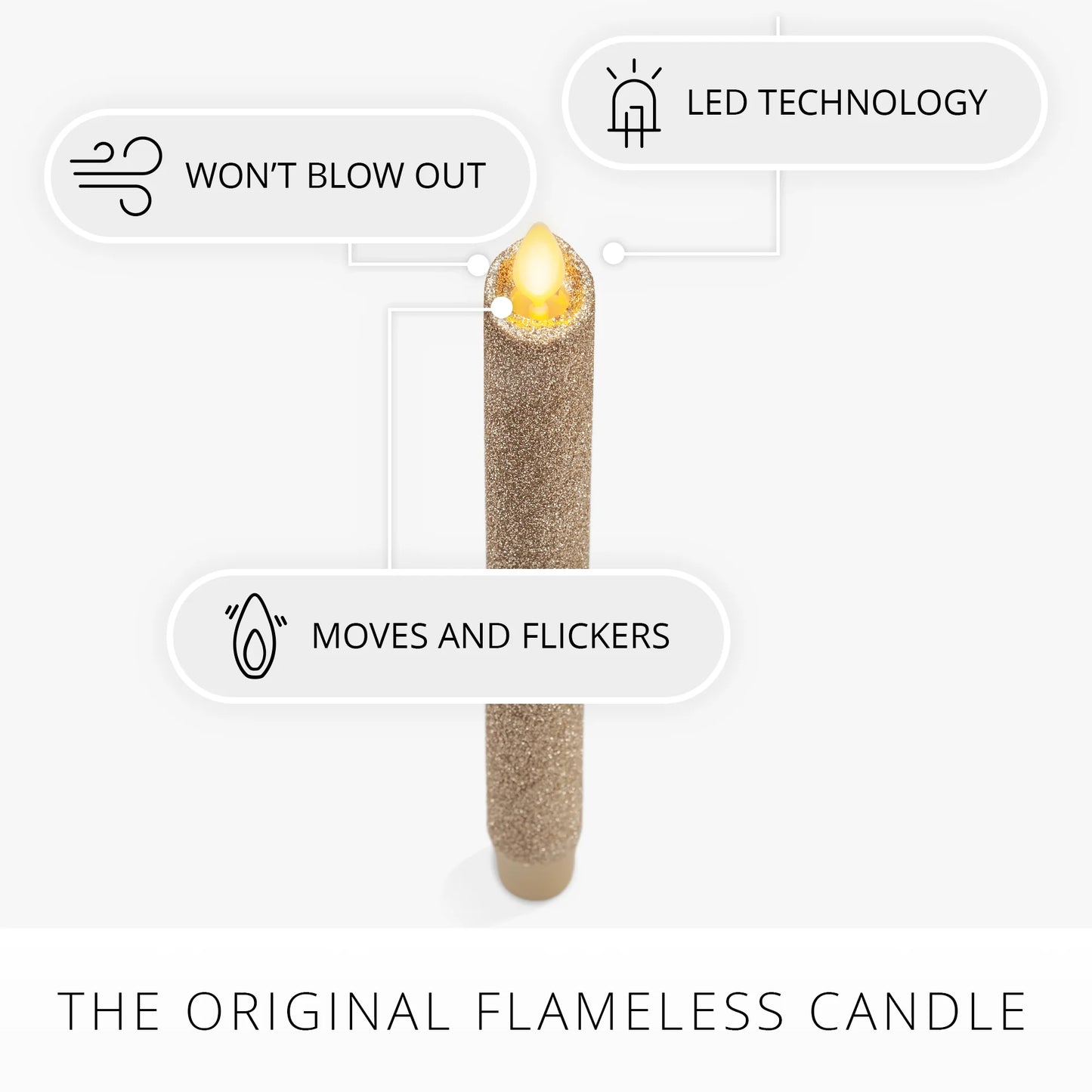 Champagne Glow Glitter Flameless Candle Taper