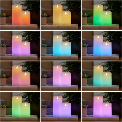 Flameless Color Changing Candle Pillar with Remote - Scallop Top - 3" Width