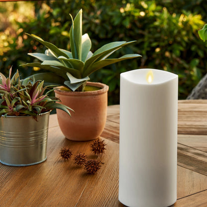 Outdoor Flameless Ivory Pearl Candle Pillar - Melted Top - 3.75" Width