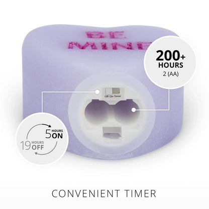 Gentle Lavender Flameless Candle Candy Heart "BE MINE"