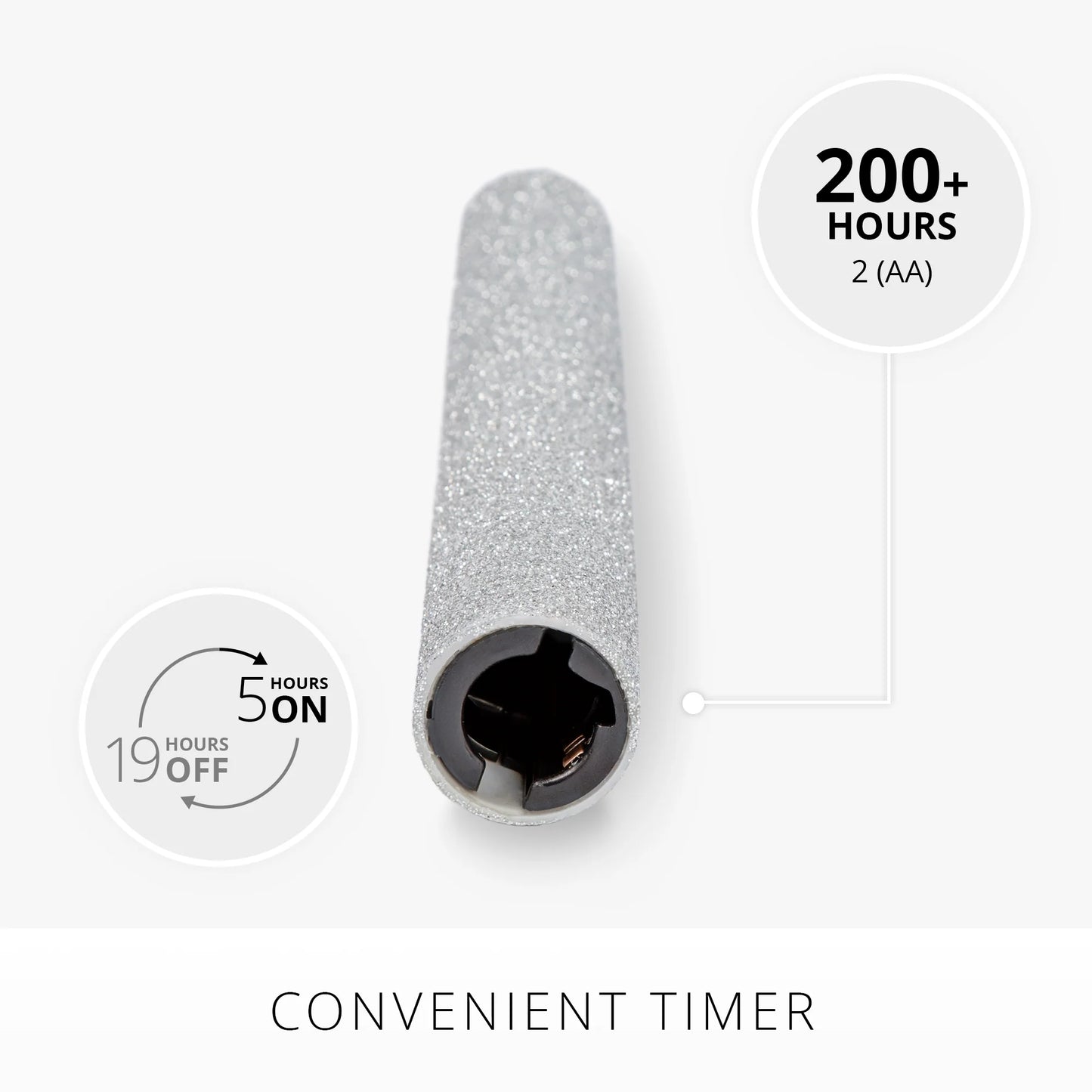 Brilliant Silver Glitter Flameless Candle Taper