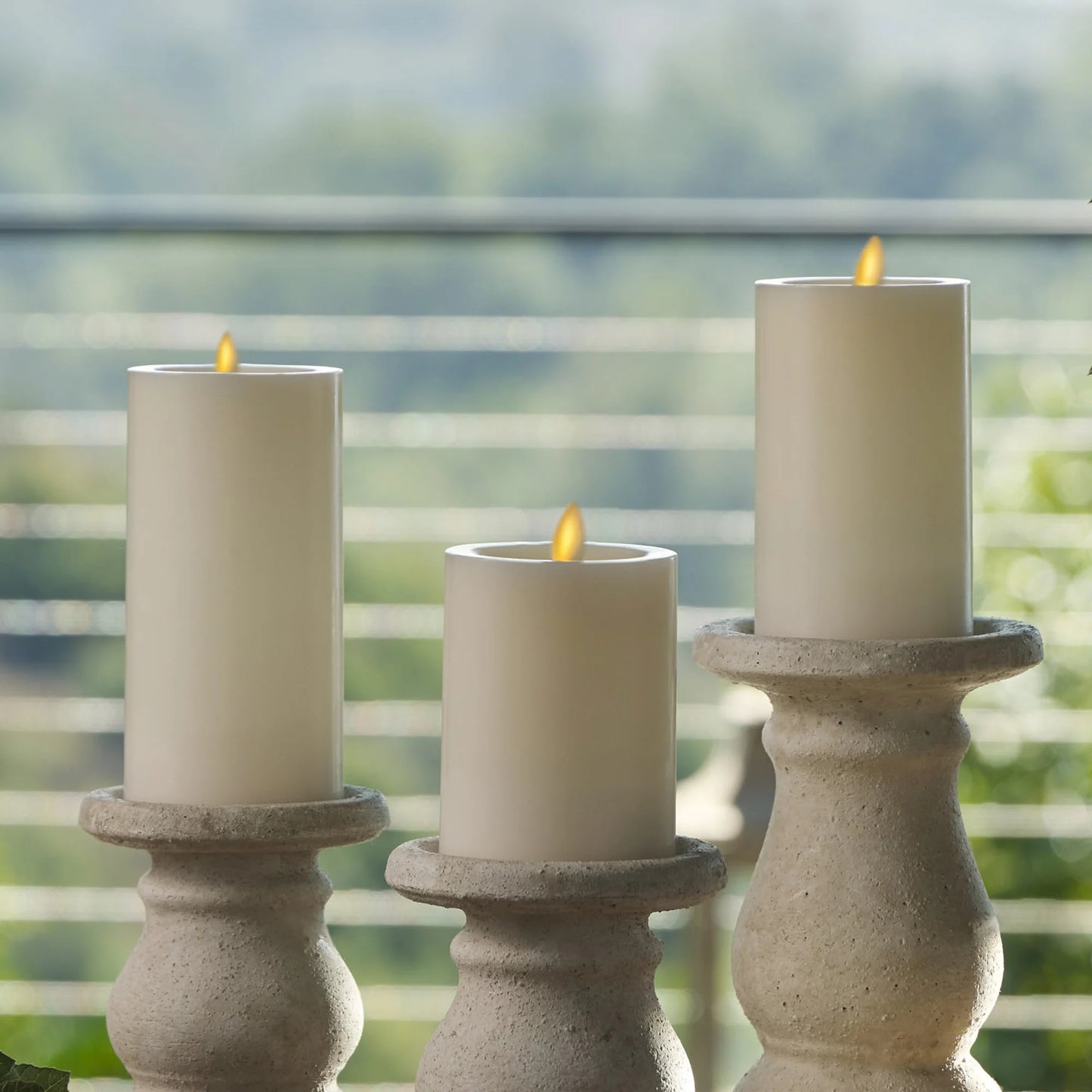 Pearl Ivory Flameless Candle Pillar - Recessed Top